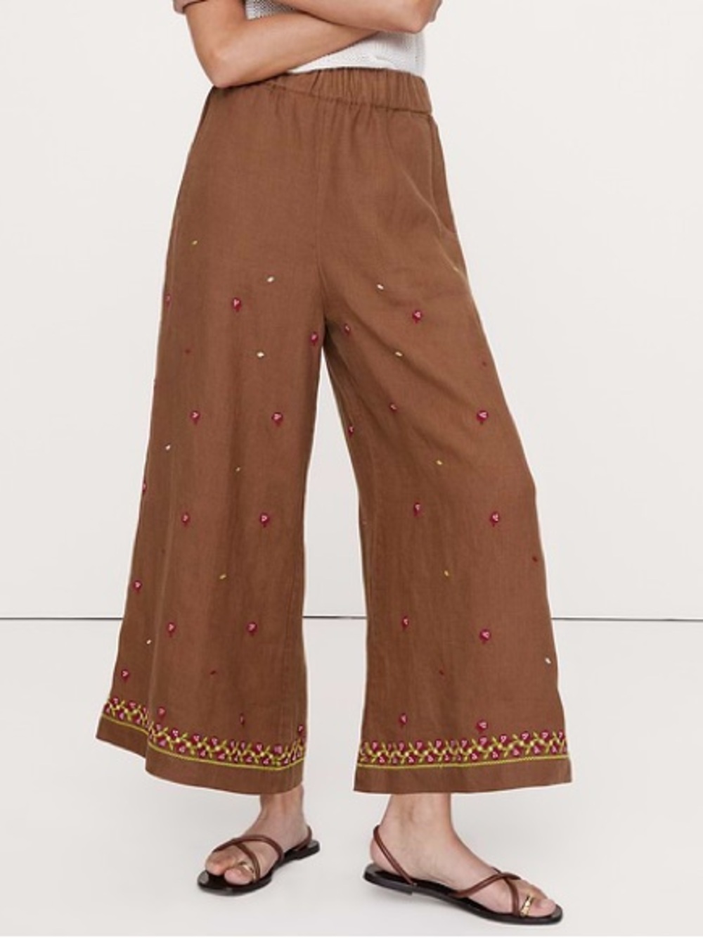NWOT Banana Republic The Pull-On Wide Leg Ankle Pant Size Large